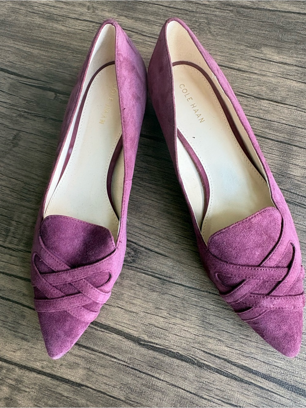 Cole Haan Purple Pointed-Toe Flats with Braided Detail